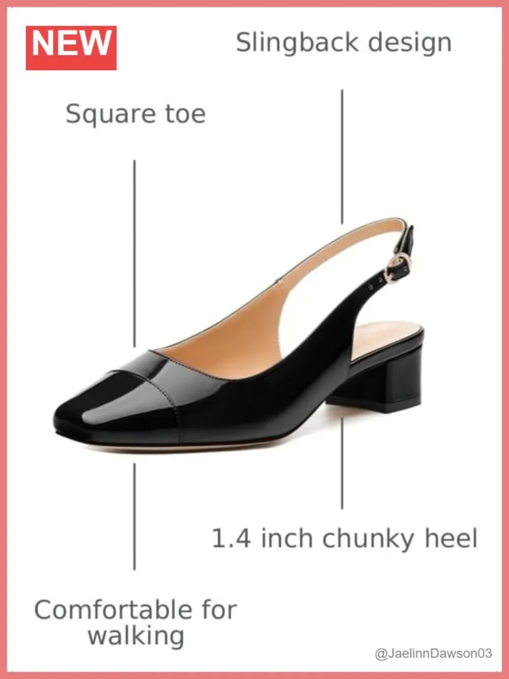 Women's Slingback Pumps Low Chunky Heels Square Toe Closed Toe Comfortable